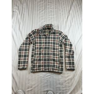 UNIQLO Fleece Jacket Zip Up White Grey Red Check Size M Medium Women's90